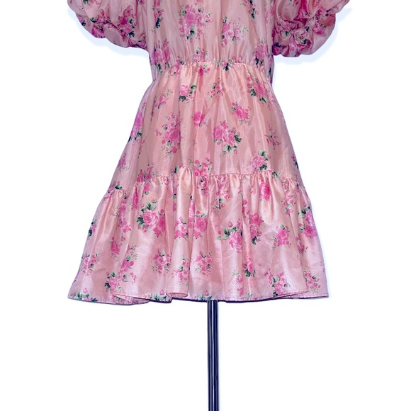 Love Shack Fancy x Target Cecile Puff Sleeve Floral Mini Pink Dress 2 Small - Picture 3 of 12